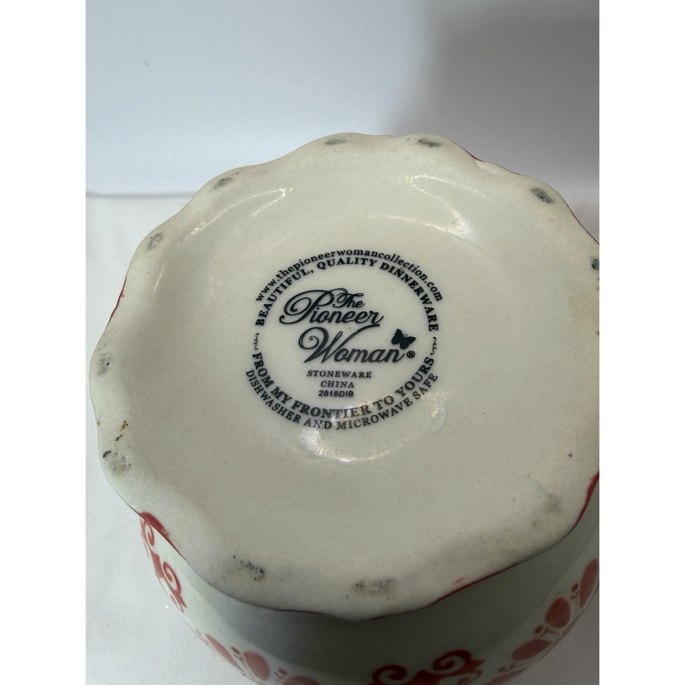 Pioneer Woman Mug Red Floral Burst Oversize Footed Stoneware CoffeeTea Cup 19oz - Picture 7 of 7